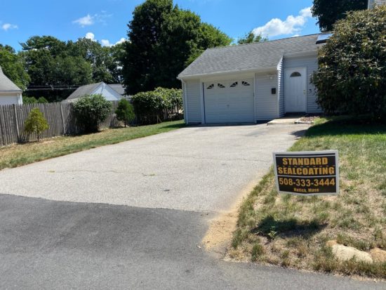 Crack Filling and Sealcoating Driveway in Charlton Massachusetts