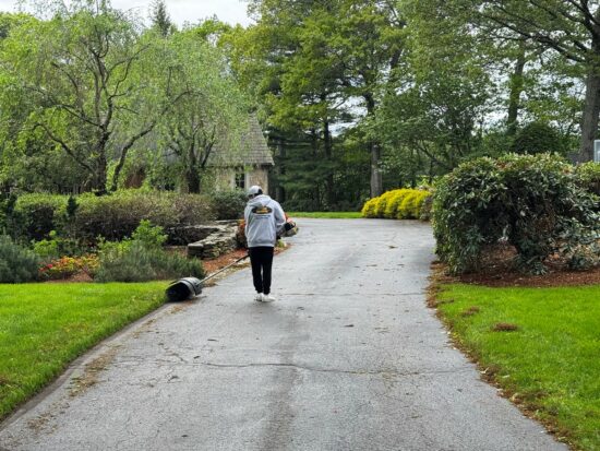 Sealcoating a Large Home Driveway in Southborough, Massachusetts